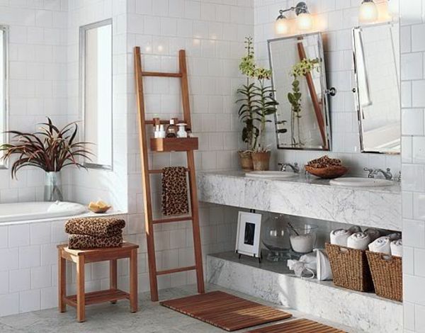 kreativno oblikovanje kopalnice leseno stopnišče dekoracijo