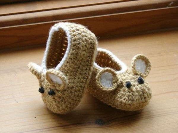 kreativa idéer-virka-for-baby-virka-baby skor-med-vacker design