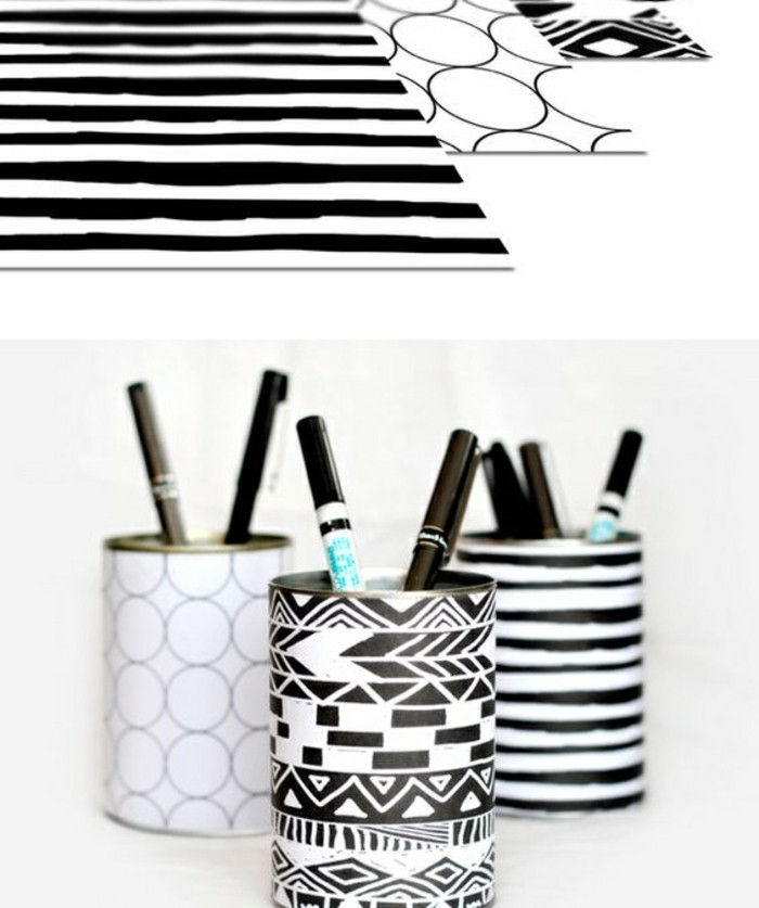 kreativa hantverks papper-in-vit-och-blå-pennor-kulspetspenna-pen-innehavare själv-making