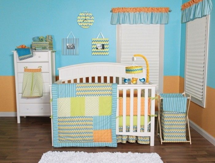 Farebný model detskej izby s bielou detskou posteľou