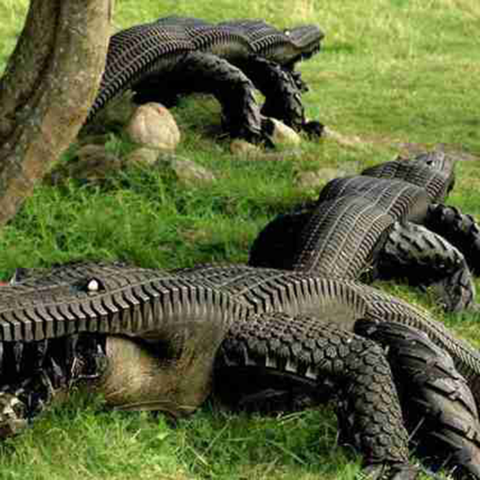 krokodil-ideja-za-avto pnevmatike-the-vrt uporablja za recikliranje pnevmatik