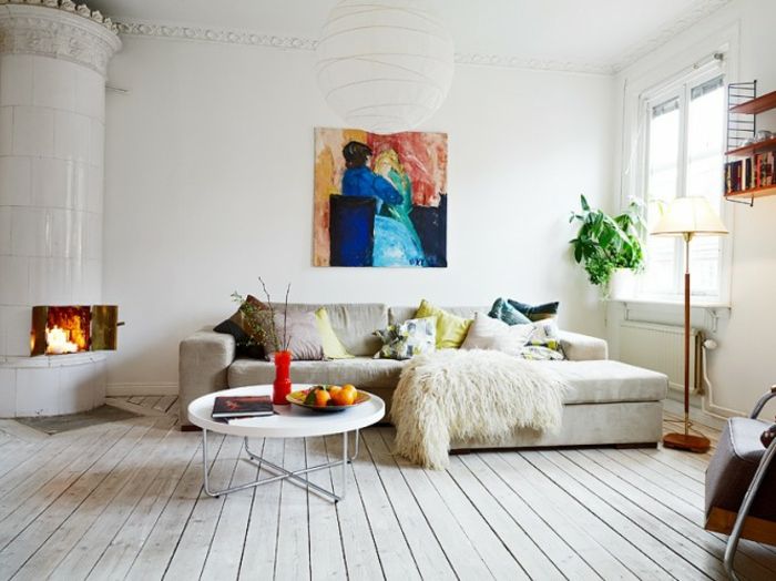 arbetsytan konst-art väggdekoration-vit-skandinaviska interiör spis