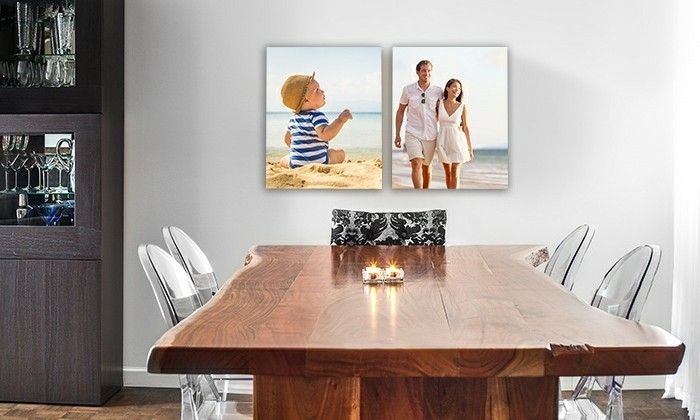 leinwanddruck-fotoğraf kolaj-aile-bebek-ahşap masa mumlar ve yemek odası