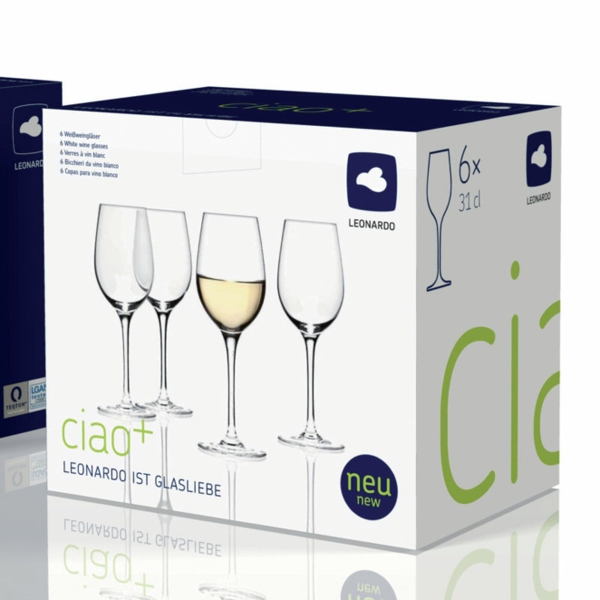 Leonardo-balto vyno taurės-box-x 6 stiklines