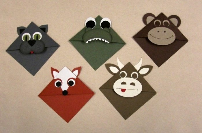 bokmerker-craft-origami-form forskjellige-dyr