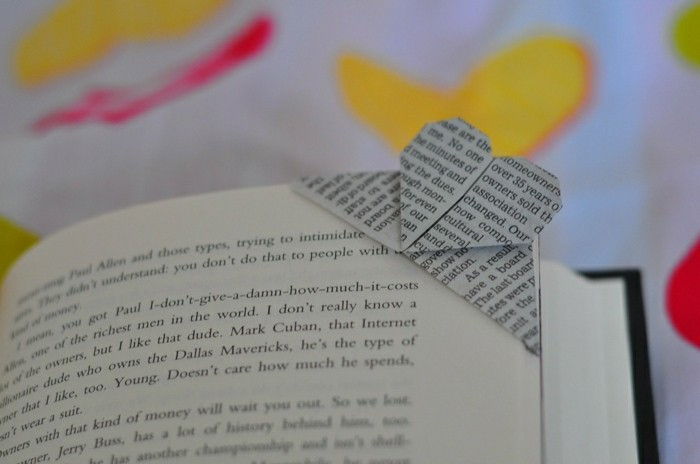 bokmerker-selv-gjør origami-tinker-grå-og-gul-utforming