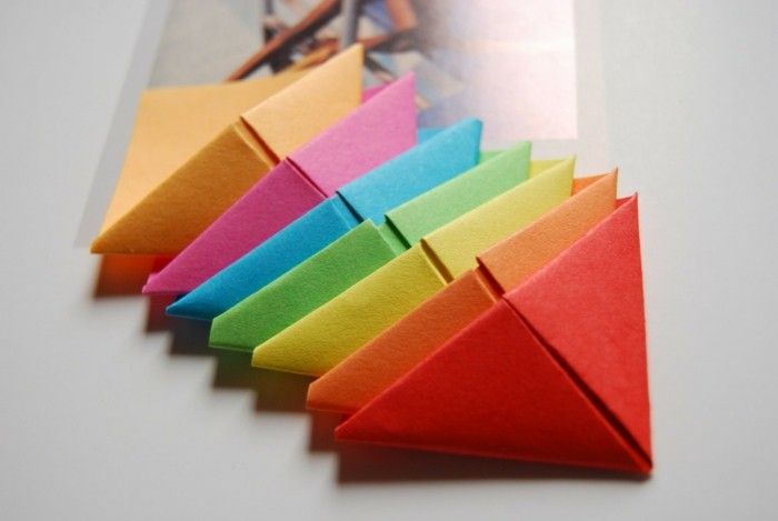 bokmerker-selv-gjør origami-tinker-mange-farget-farget