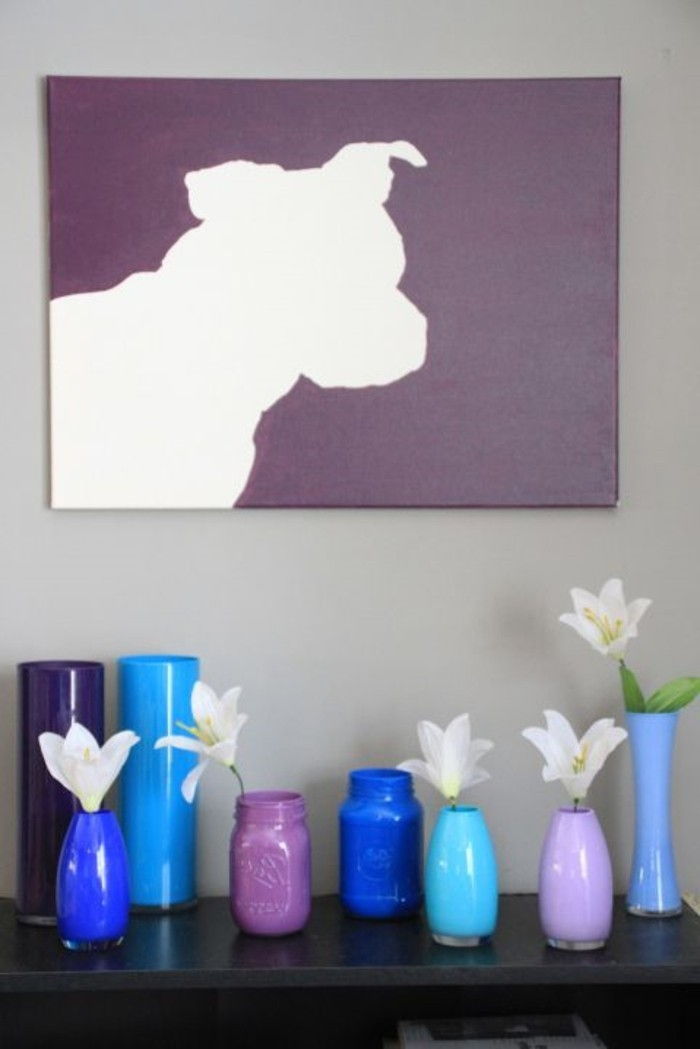 imagine violet pe panza alb Dog Silhouette