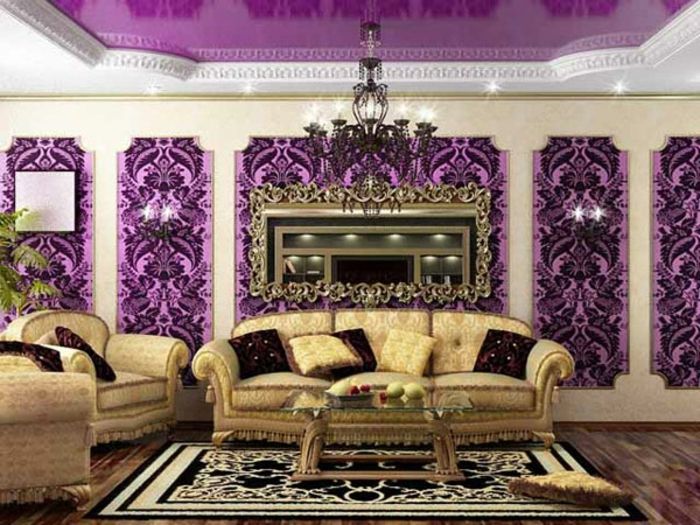purple-wallpaper-aantrekkelijke-woonkamer