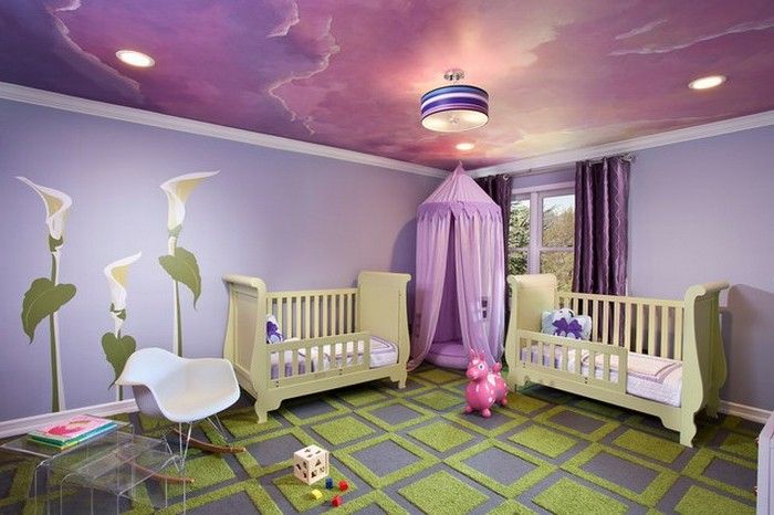 purple-wallpaper-babykamer ontwerp
