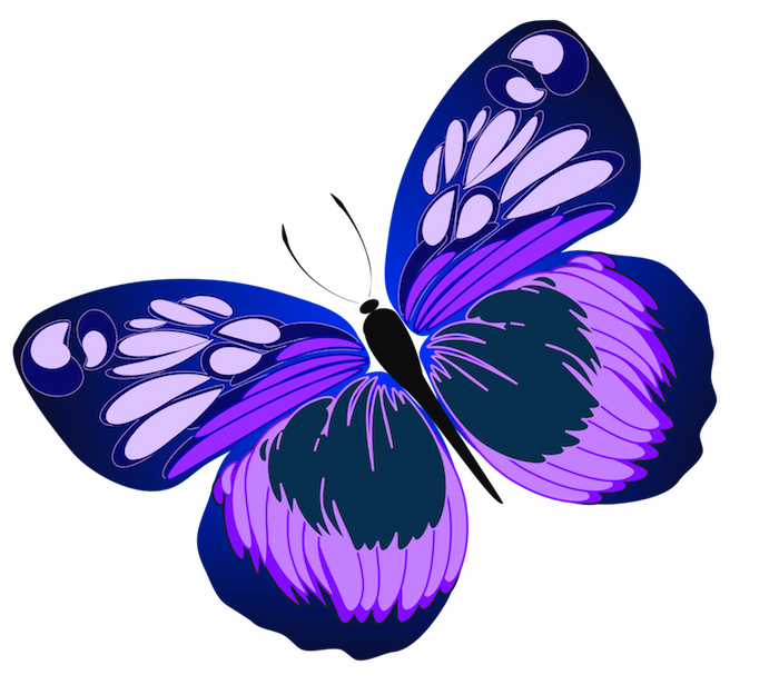 viena iš mūsų daugybės tatuiruotės idėjų, pasakos, skraidanti drugelis su dviem purpuriniais sparnais