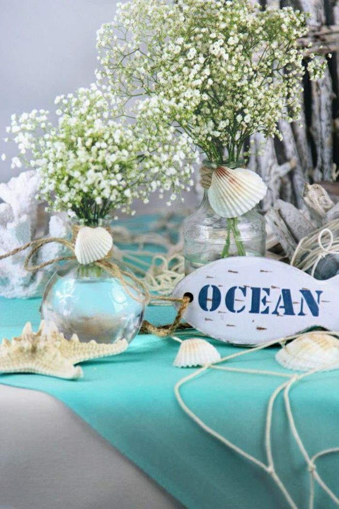 Jūros dekoravimo stalo dekoravimo vazos su kriaukliais ir žvaigždynais