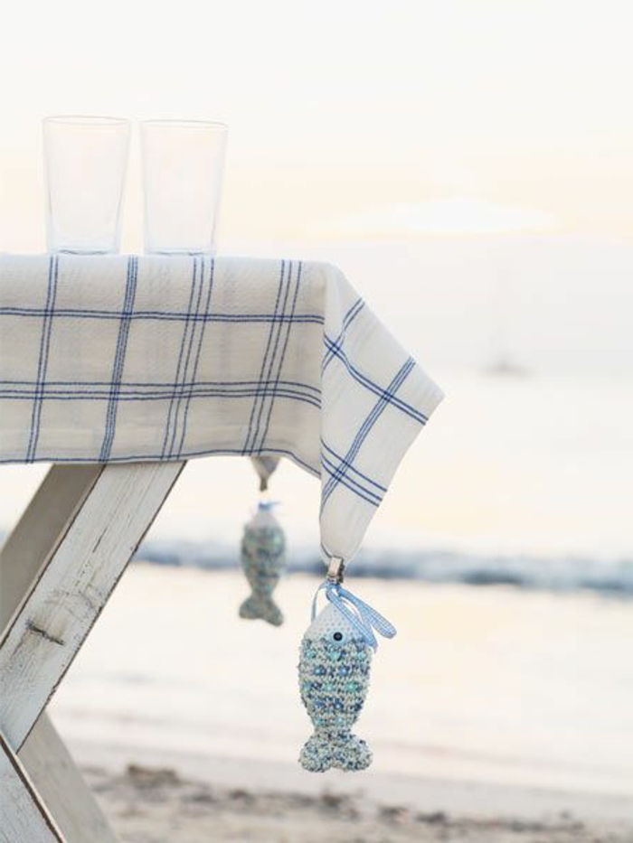 paplūdimio deko idėjos vasaros žuvims pakabinti stalo dekoravimas jūrų