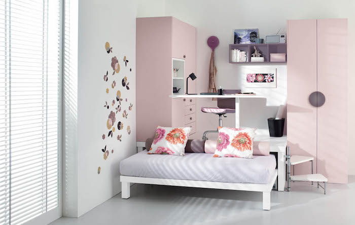 coola möbler idéer i subtila färger rosa lila blå grå skåp ideer lagrade wanddeko wandtattoos klistermärken