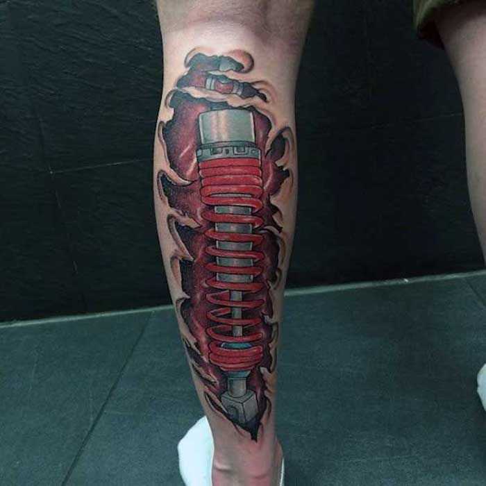 Tatuaje pentru bărbați, tatuaj de foc pe picior, tatuaj robot