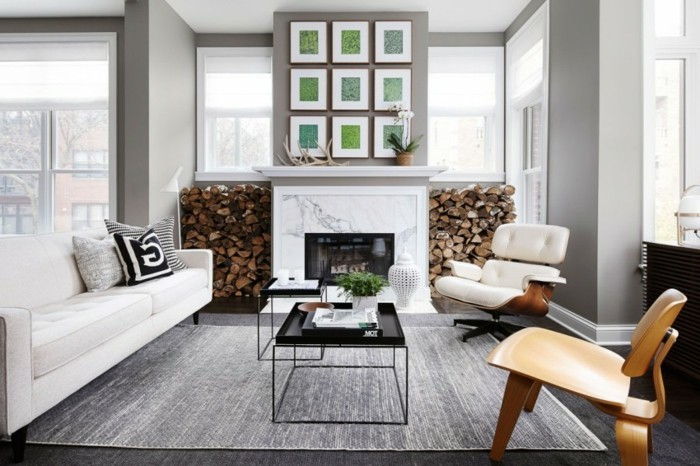 minimalistinė-Moebel-danų-dizainas-Moebel-danų-Moebel-modelis kilimų-medinės grindys-medienos kėdė-židinys odos kėdė