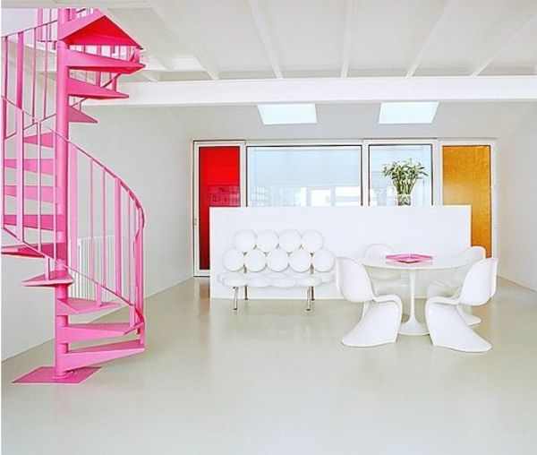 Sodobna učinek Interior Design polno oblika-za-a-spiralno stopnišče-v-roza