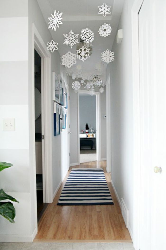 moderno stanovanje-bela notranjost koridor Dekorativni Viseče Snežinke