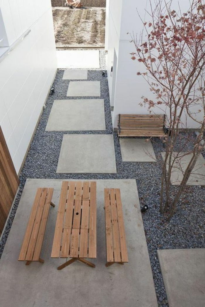 ett foto ovanifrån av ett minimalistiskt trädgårdsdesign exempel