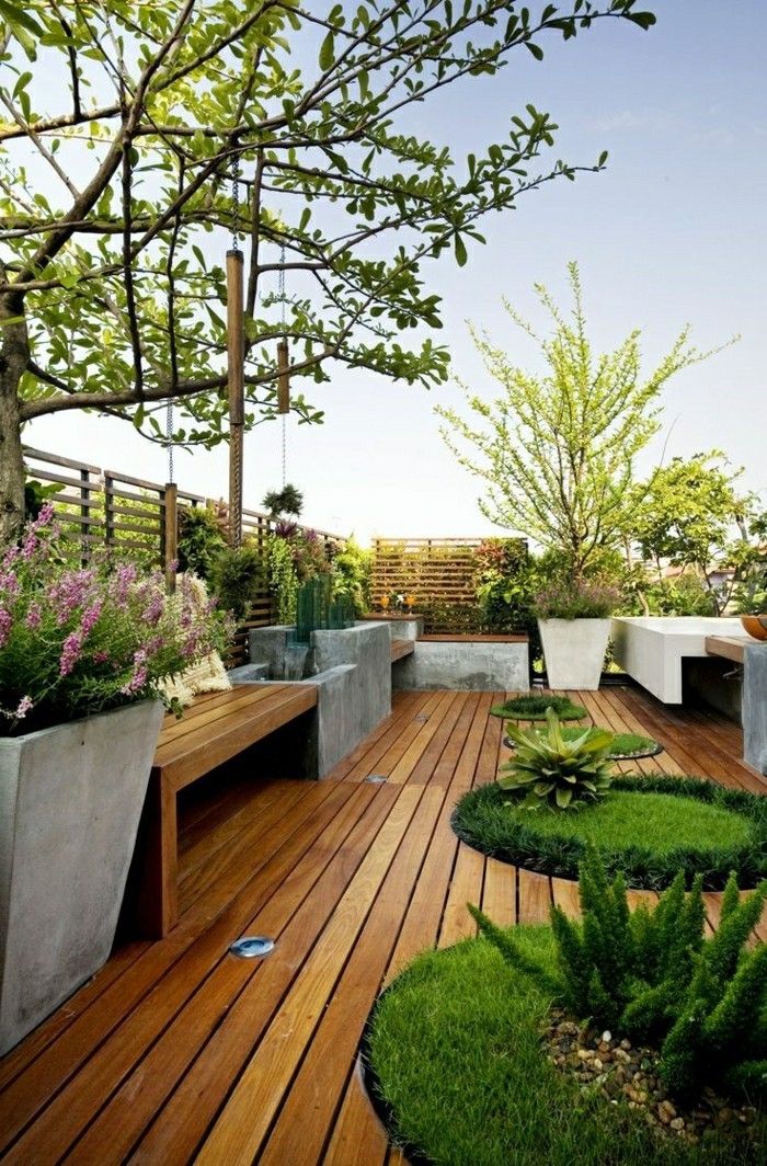 nowoczesny-Gartengestaltung-z-drewna-Podłogi-ławki ogrodowe drewno