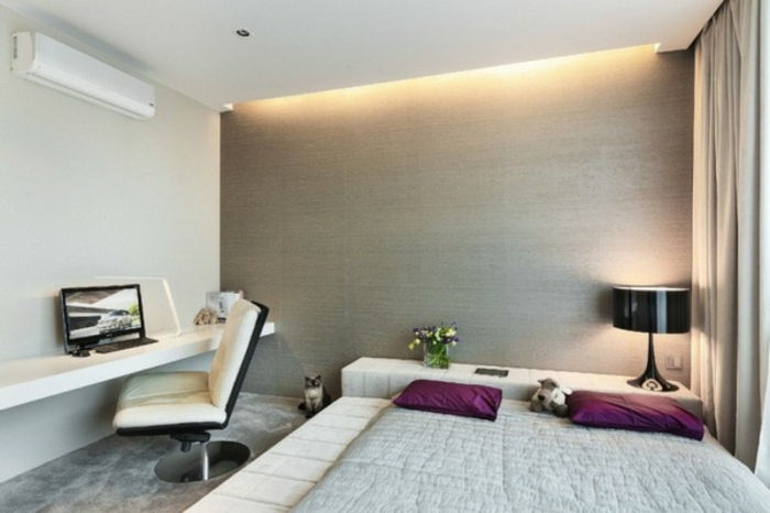 modernus-netiesioginis-apšvietimo-in-gražus miegamasis