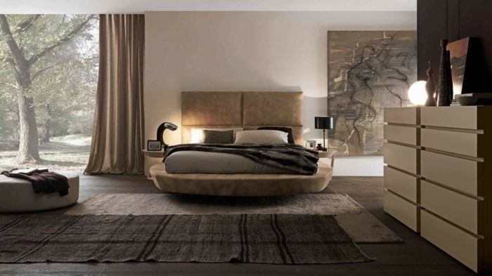 modernus-Moebel Apskritojo plueschhocker Apskritojo stendas lova priėmimo lempos-drobė vaizdo modelis kilimas-medinės grindys