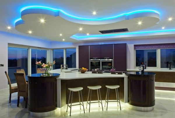 moderný dizajn miestnosti kuchynské stropné svietidlá modrej
