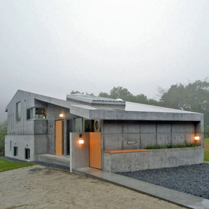 sodobna dvokapne strehe hiše,-design-Bauhaus siva stavba