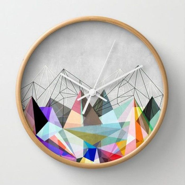Moderné nástenné hodiny, s dreveným rámom a biele ukazovátka-farebné-dial