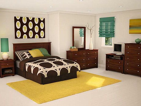 Modernus miegamojo-su-kilimo-in-geltona-idėjos