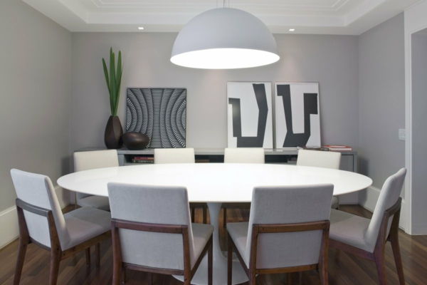 moderná jedáleň s okrúhlym stolom - krásny dizajn izieb