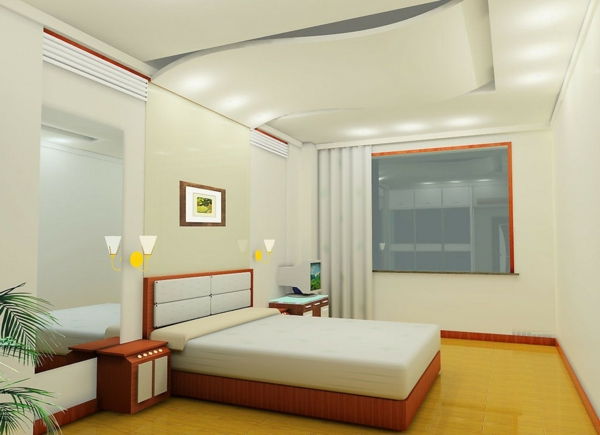 modern bir yatak odası için tavan ışıkları ve duvar lambaları