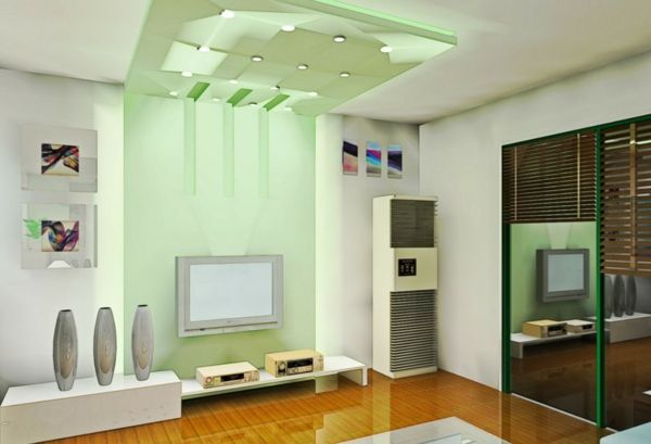 modern oturma odasında yeşil ışık