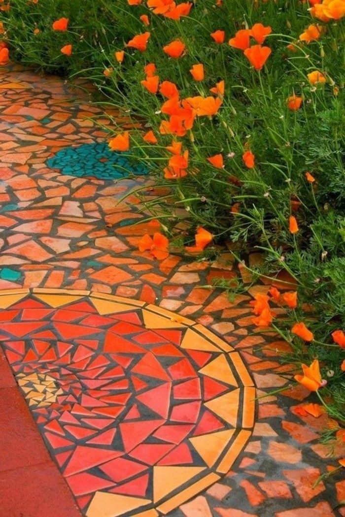 mozaika dlaždice kladenie-in-záhrady