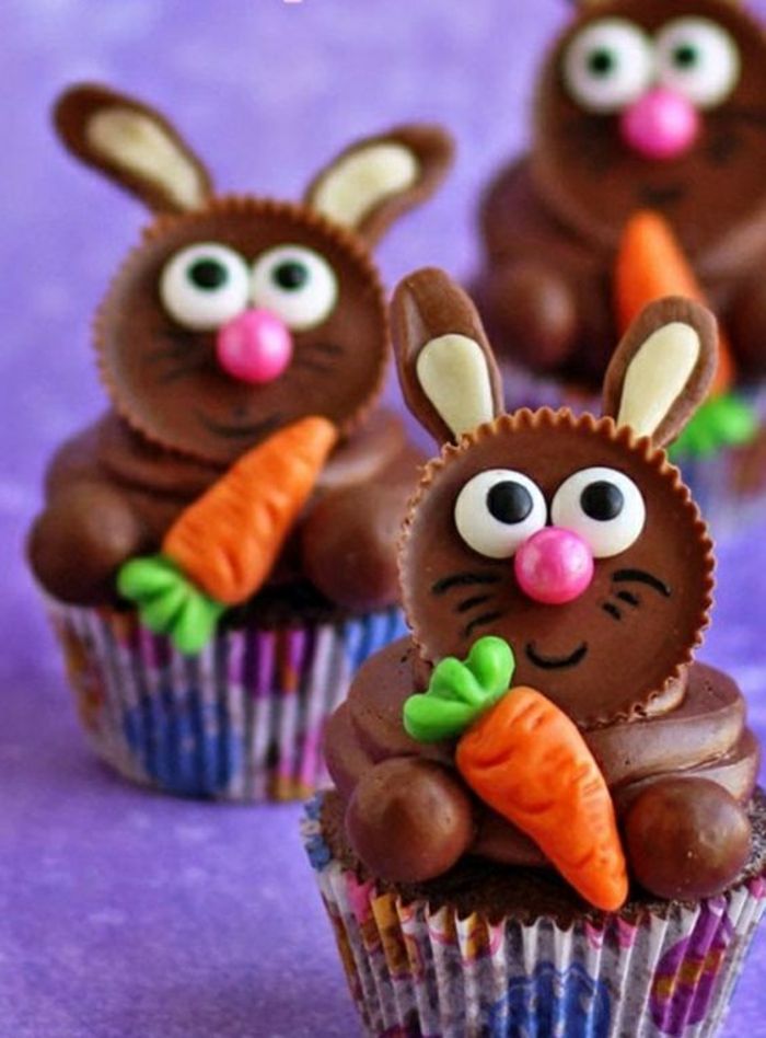 Havuç ile çikolata tavşanlar şekerleme yapılmış ve tatlılar yapılan burun