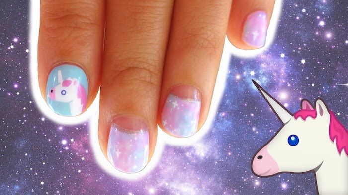 chiodi glitter unicorno idea di design unghie piccole unghie unite per stupire le unghie divertenti