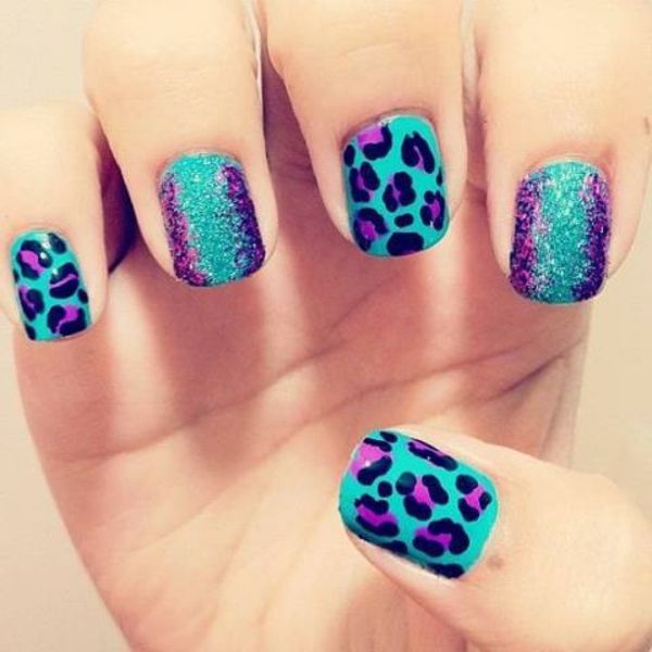 Nail design-for-pomlad-blue leopard