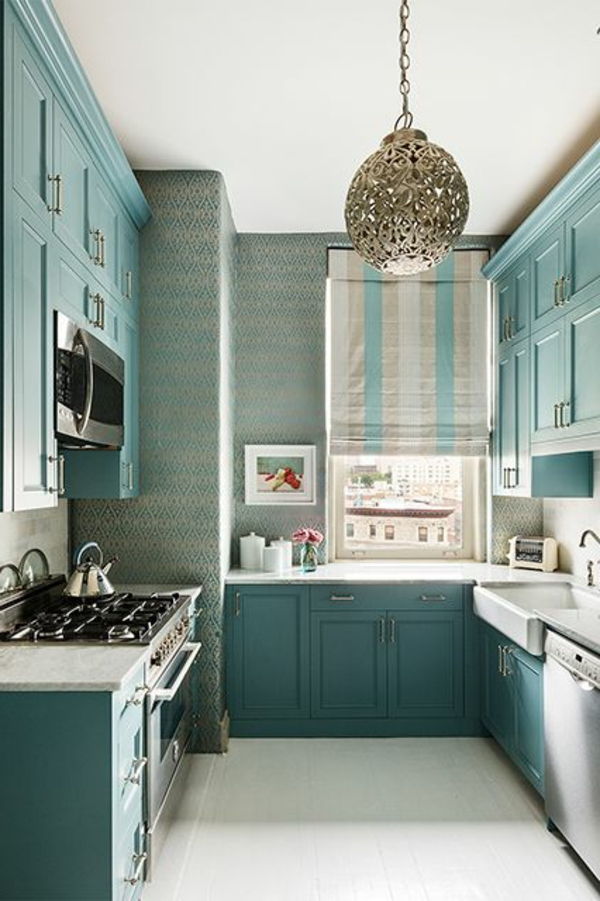 bucătărie nouă-idei decorate albastru-