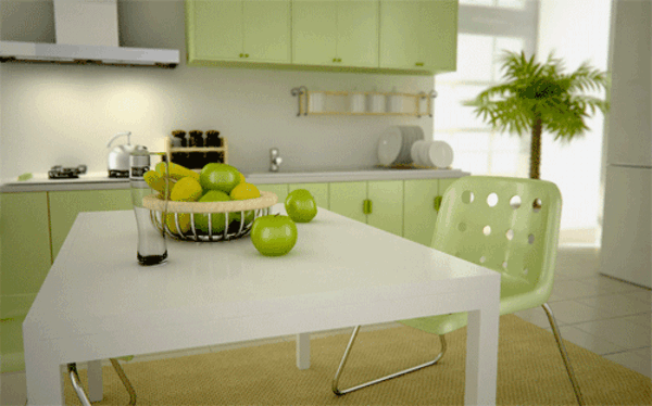 bucătărie nouă-idei-alb-mese de masă și-verde-măr