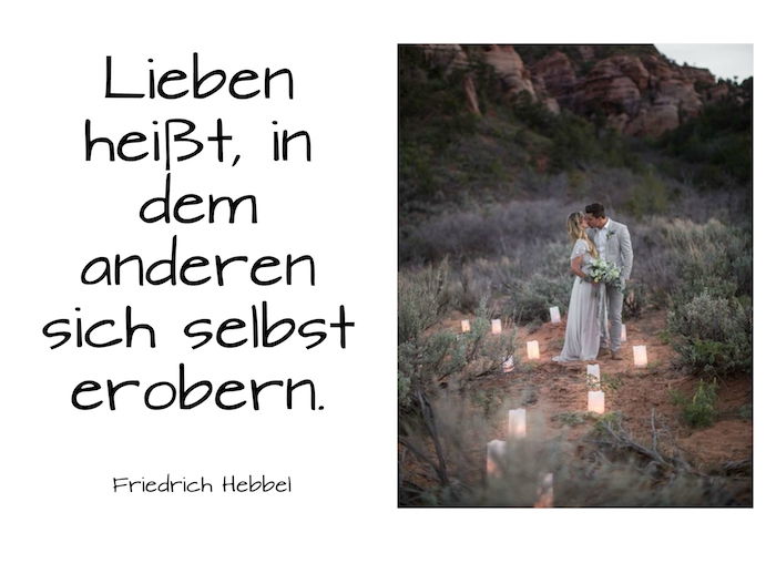 un grande detto da friedrich hebbel - qui troverai una foto con una coppia di innamorati e alcune piccole candele