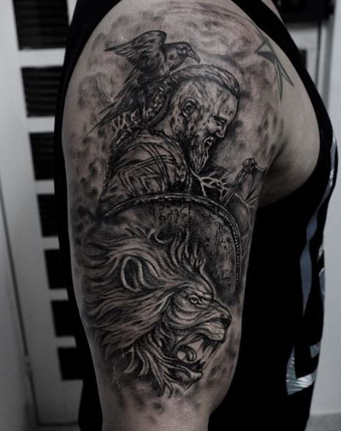 tatuaggio nordico, tatuaggio del braccio, tatuaggio del braccio, uomo, leone