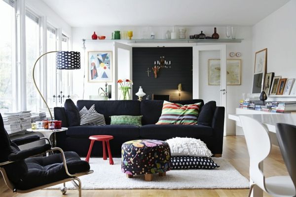 Nordic-mode in-the-izba designu-bielo-čierne