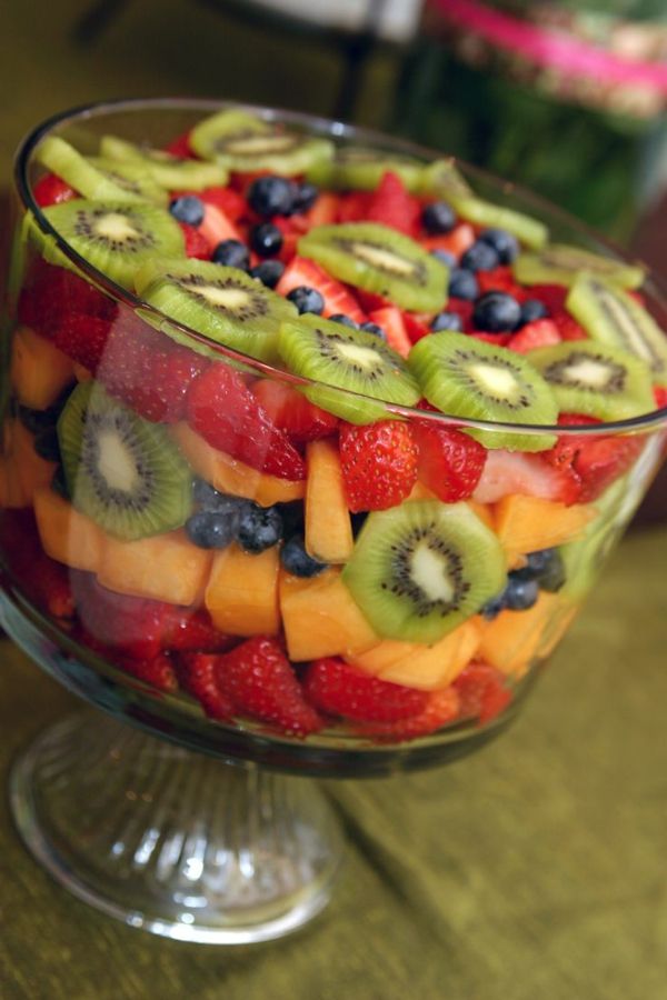 ovocný šalát-recept-ovocný šalát ovocný šalát, dressing-Obstsalat kalórií-kiwi-jahoda