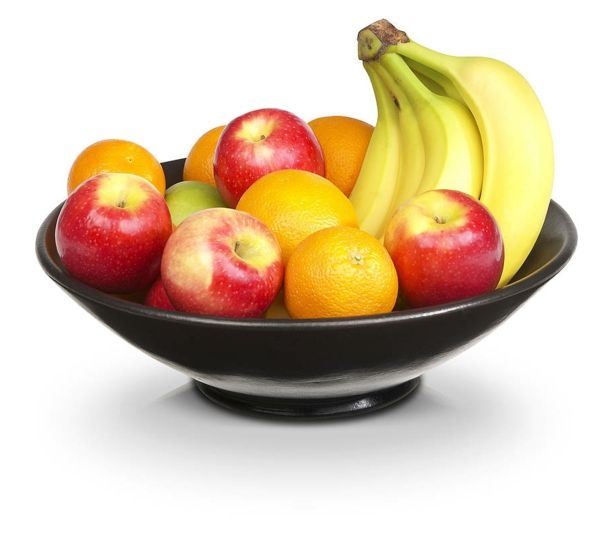 ovocný pohár-keramika-s-jablká-a-banány-biele pozadie