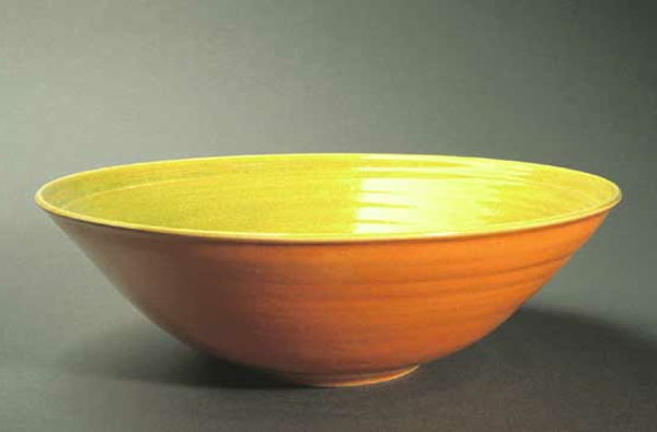 ovocná misa z keramiky - moderný dizajn - žltá a oranžová