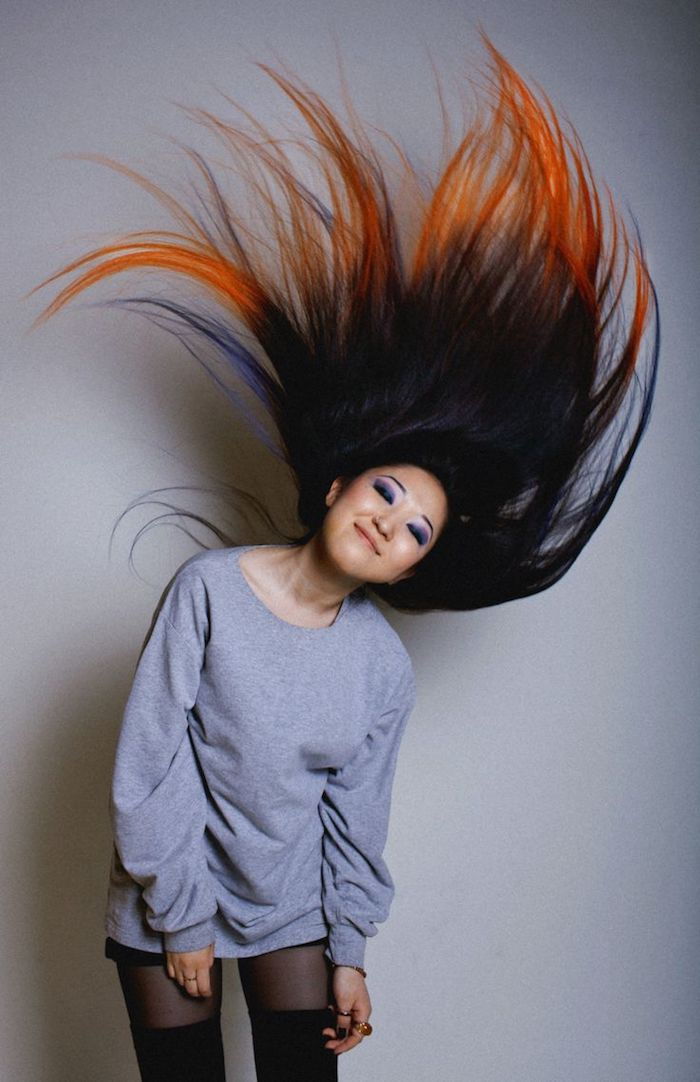 ombre kolor włosów ciekawe zdjęcie fantazyjny pomysł długie proste włosy ombre efekt