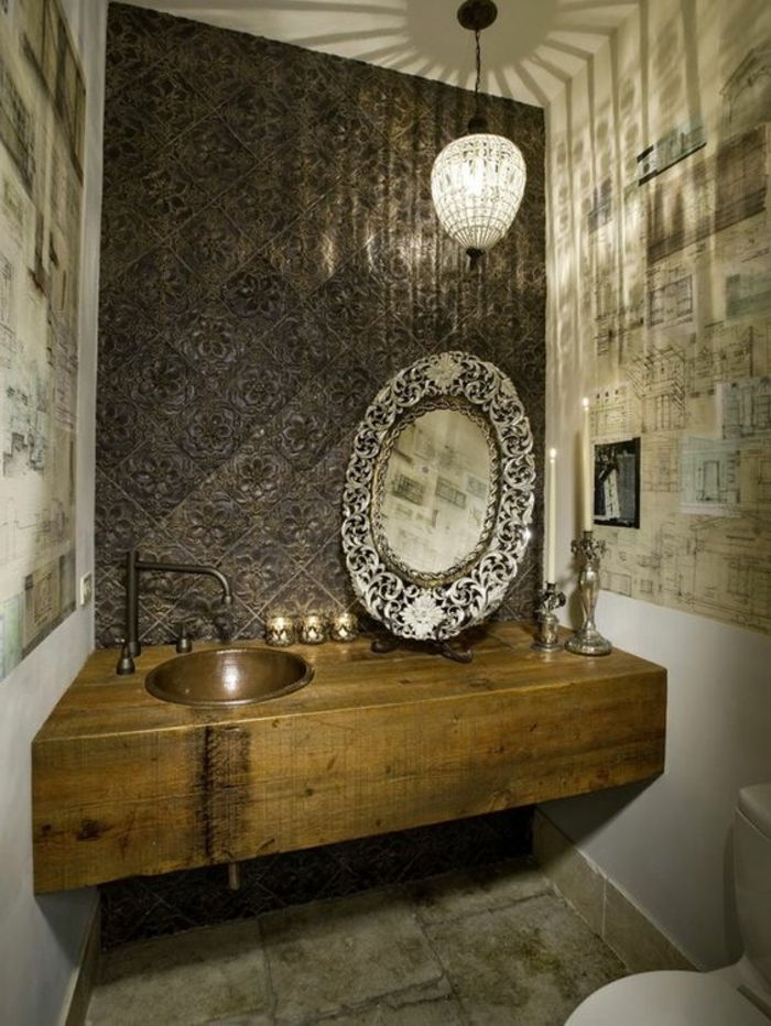 orientalsk lampe i badet speil med spesielle design dekorasjoner i badet vask vegg dekor lys