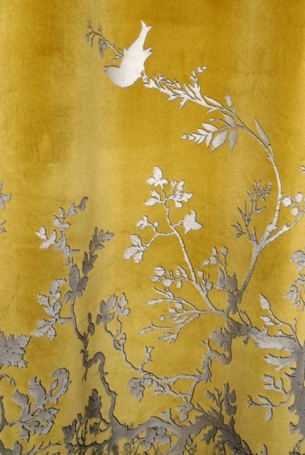 Orientalske-gardiner-gull-fugl-mønster