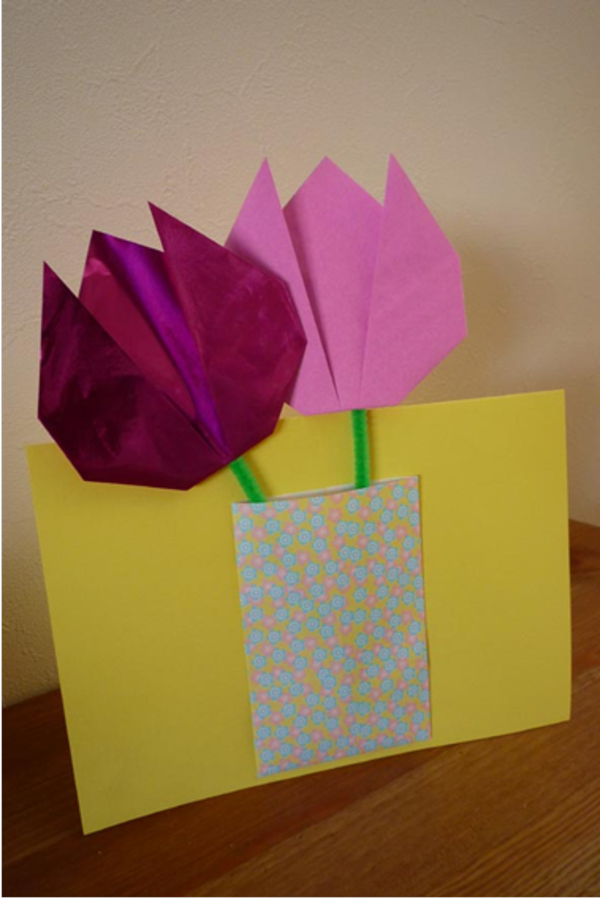 origami lale yapımı - mor nüansları