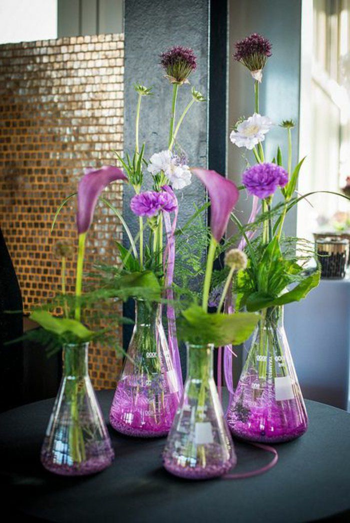 Orijinal bir fikir-için-deco vazo Muhteşem Mor Çiçek taze masa dekorasyonu fikri